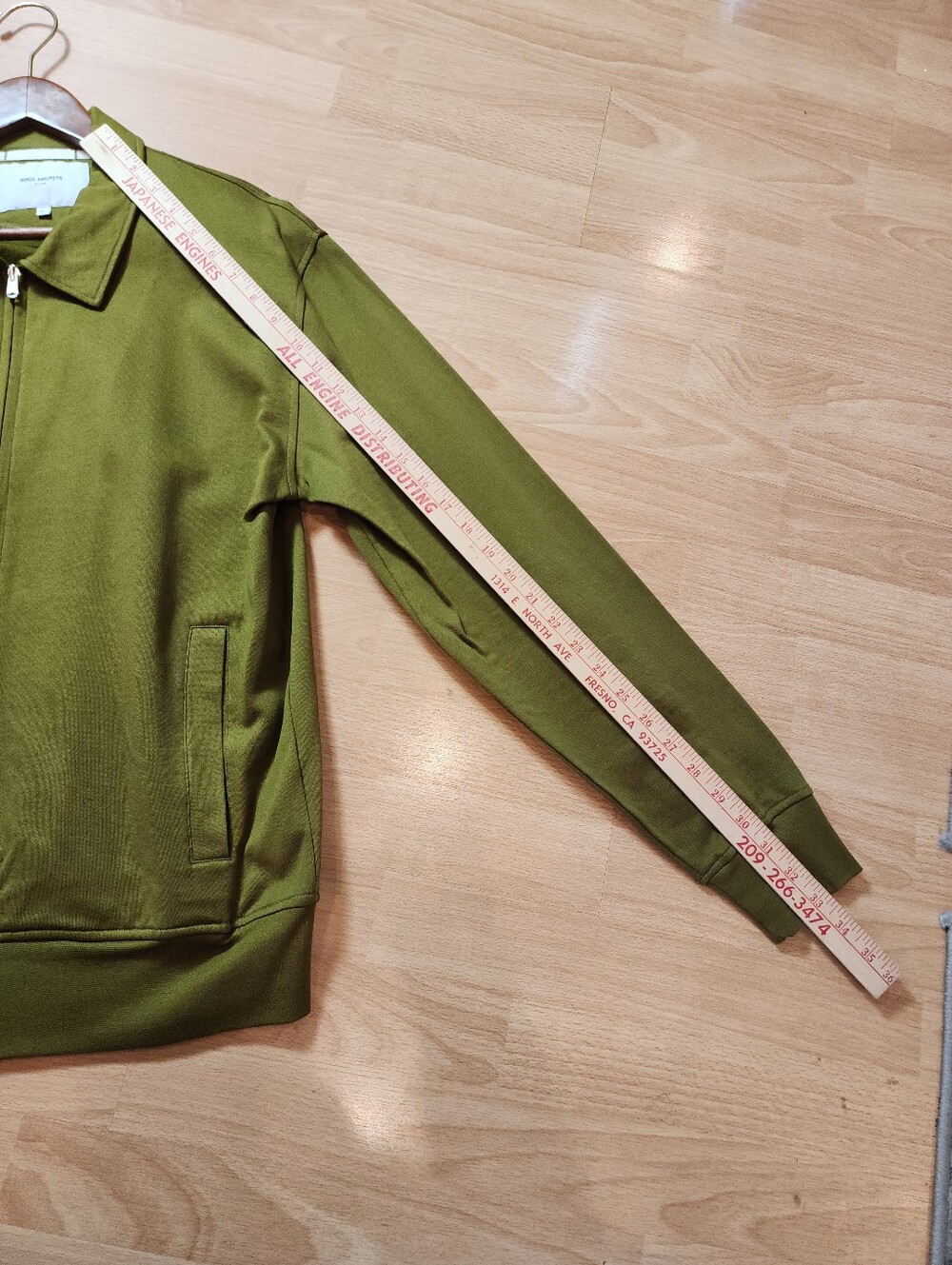 Norse Projects Andreas Track Jacket Zip Up Sweatshirt Olive Green 100% Cotton XL - Picture 10 of 16